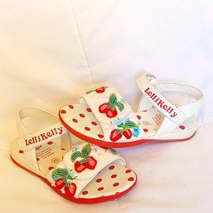 Lelli Kelly Red Polka Dot Beaded Cherry Sandals